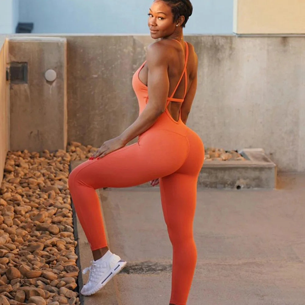 Backless Sport Yoga Bodysuit For Fitness Gym Sportswear