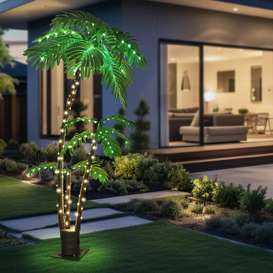 6ft Solar Lighted Palm Tree LED Artificial Palm Tree