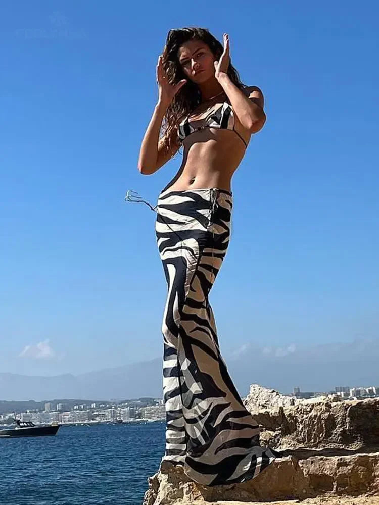 Zebra Stripes 3 Pieces Bikini Set