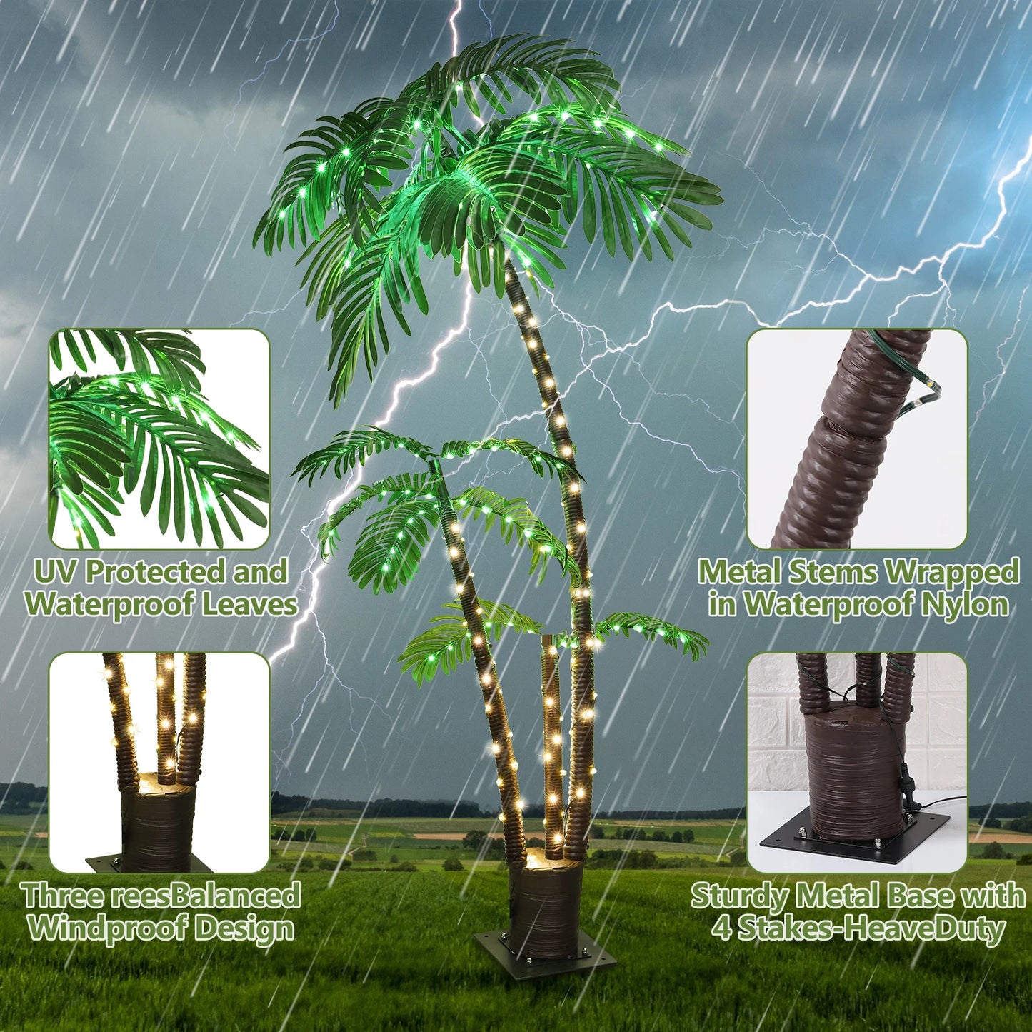 6ft Solar Lighted Palm Tree LED Artificial Palm Tree